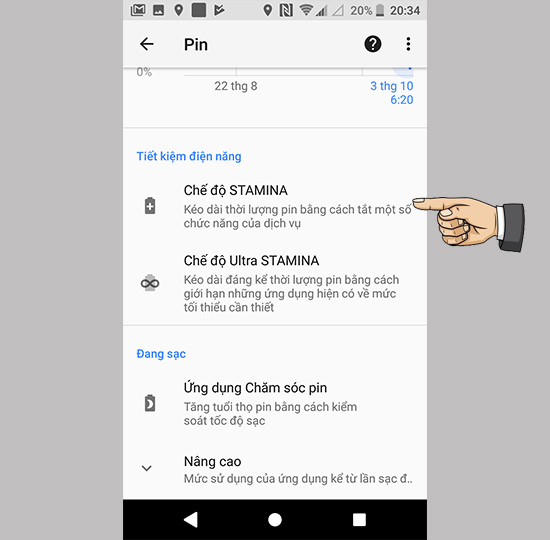 Chọn chế độ tiết kiệm Pin